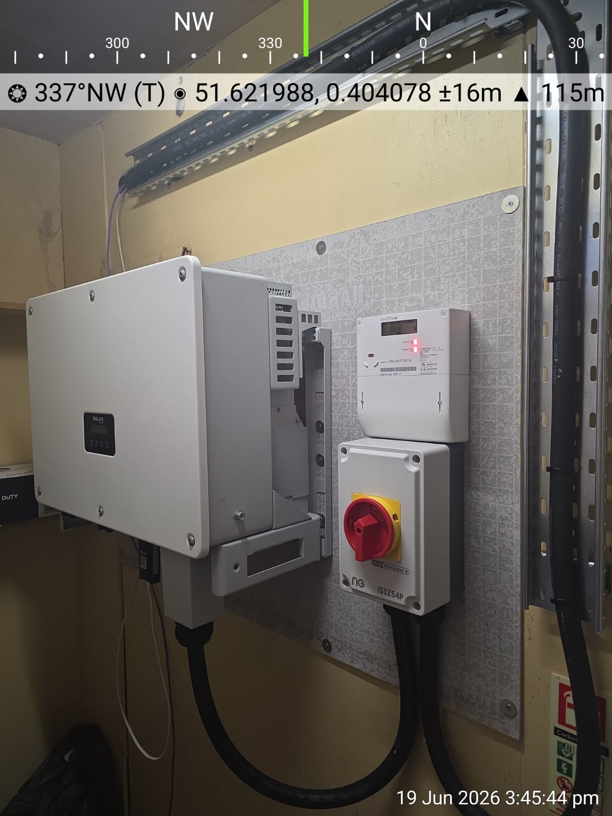 Commercial solar inverter and electrical equipment for Billericay Town FC installation