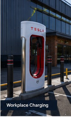 Tesla commercial charger installed at a workplace site
