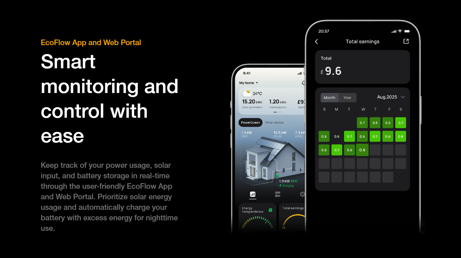 EcoFlow app monitoring for home battery storage