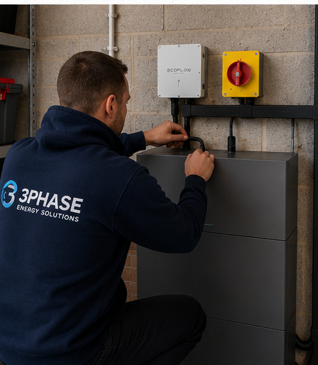 3Phase engineer working on an EcoFlow PowerOcean installation