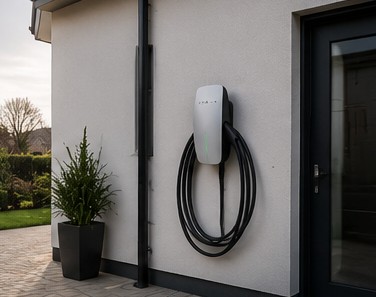 EcoFlow PowerPulse home EV charger mounted on an external wall