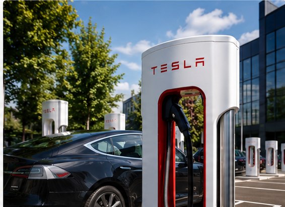 commercial EV charging infrastructure at a business site